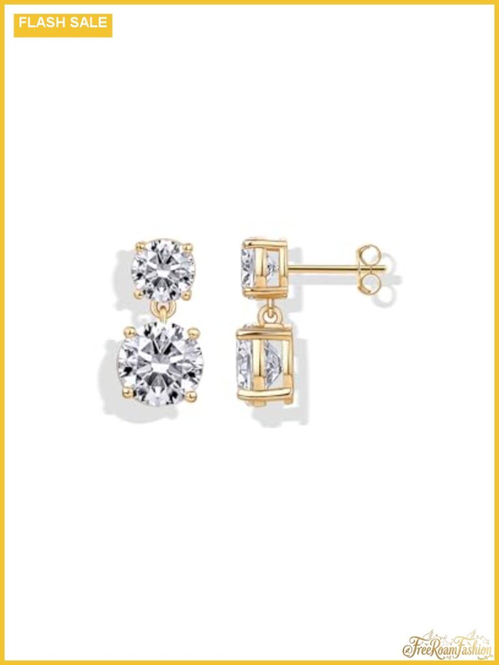 14K Gold Plated CZ Dangle Earrings Long Bridal Wedding Drop Earrings
